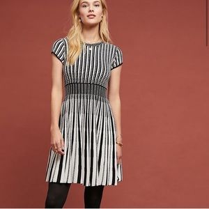 Maeve Baird Black White Knit Stripe Sweater Dress Size Medium